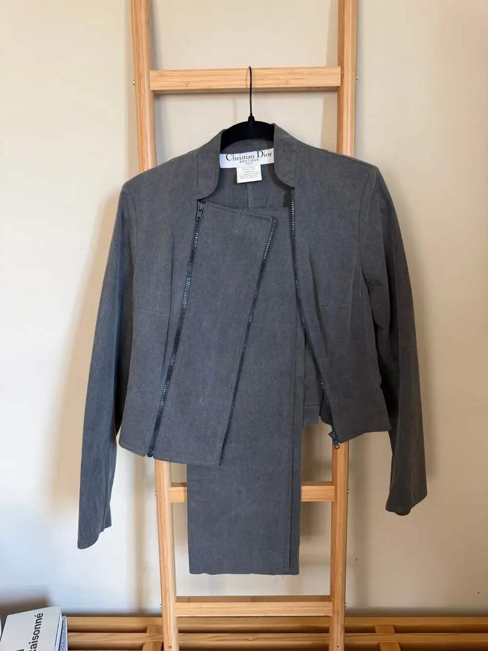 Vintage Christian Dior Boutique Gray Double Zip Pantsuit Set FR 40 US 8